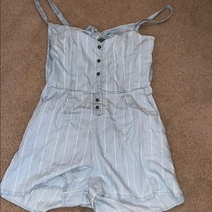 Blue and white romper